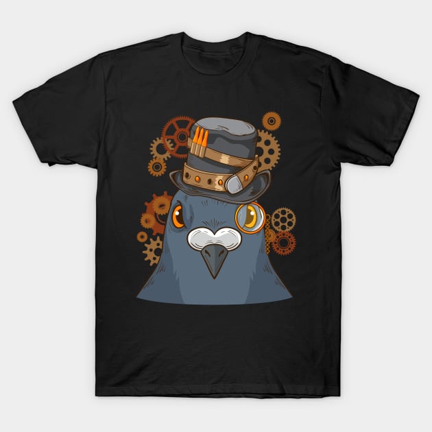 Pigeon Breeding Steampunk Pigeon Racing Gift Men Pigeons T-Shirt by PomegranatePower